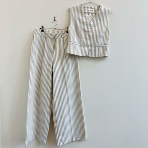 The Frankie Shop Striped Vest and Pants Set - White and Black